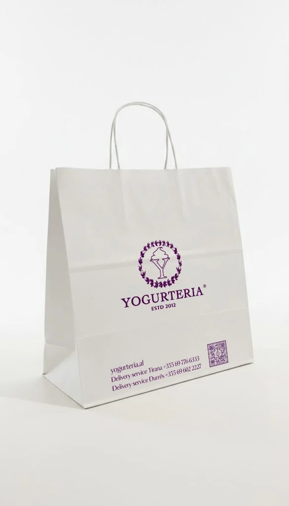 Çantë kartoni e personalizuar për Yogurteria