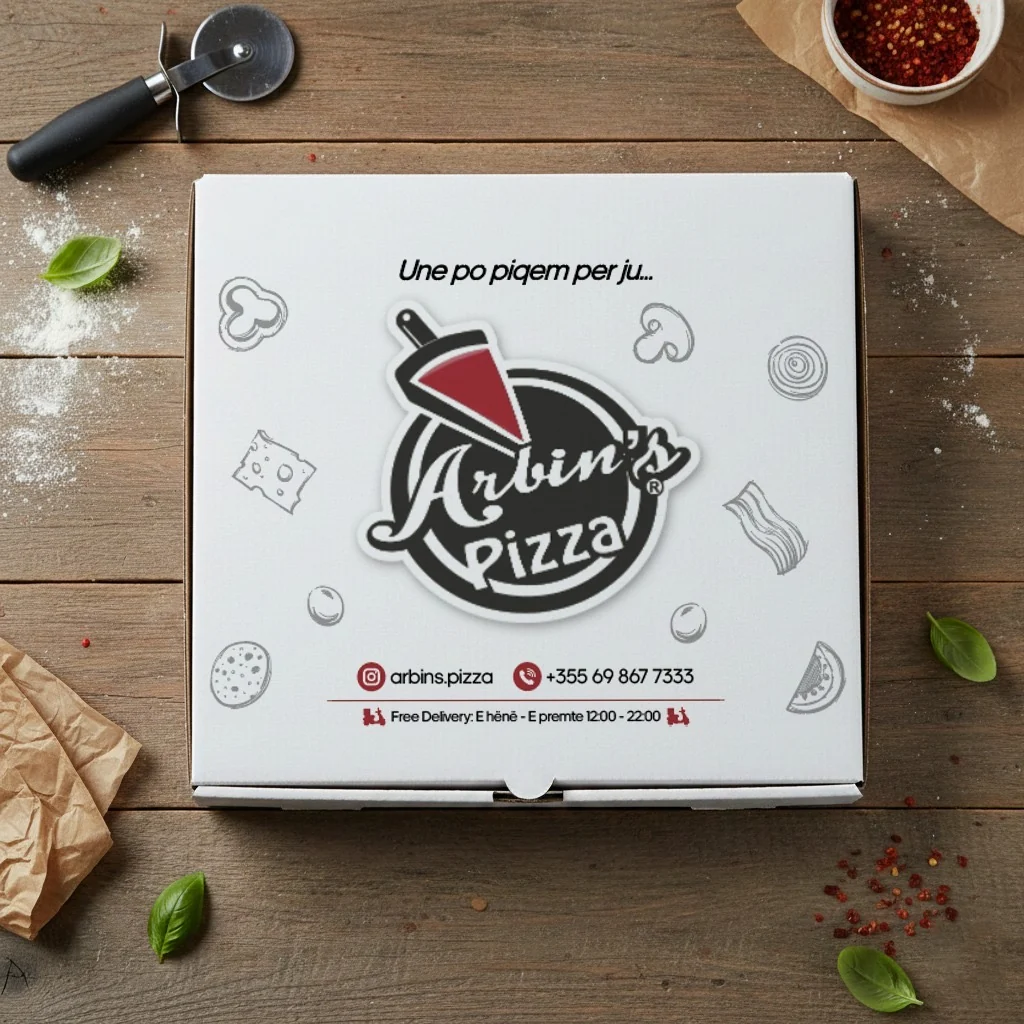 Kuti pice e personalizuar për Arbin's Pizza